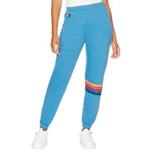 (L) $189‎ AVIATOR NATION Rainbow Stitch Sweatpants Ocean